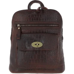 Croc Print Leather Mini Backpack Brandy: L-75