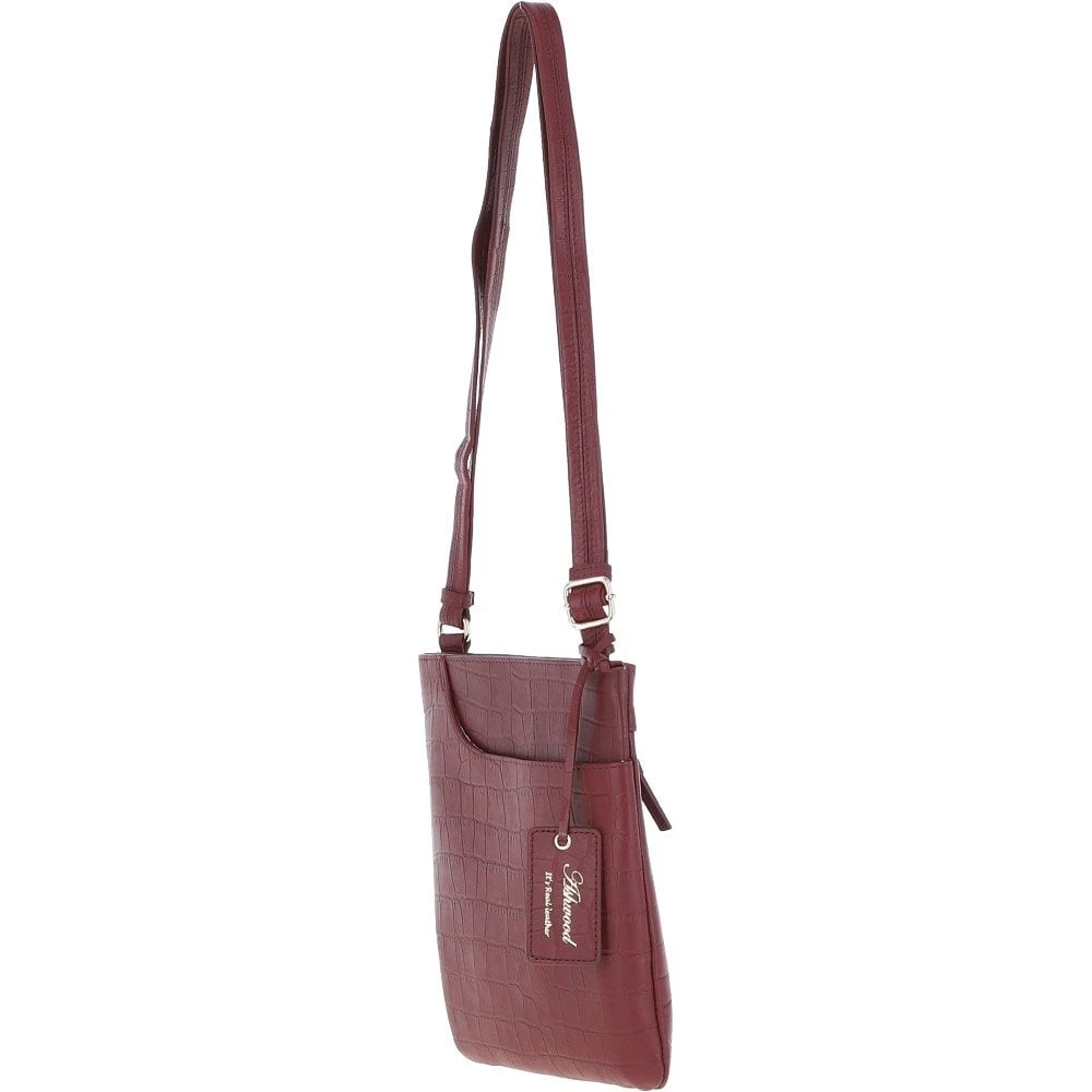 Curve Zip Top Leather Cross Body Bag Aubergine/Croc: CURVE - Image 2