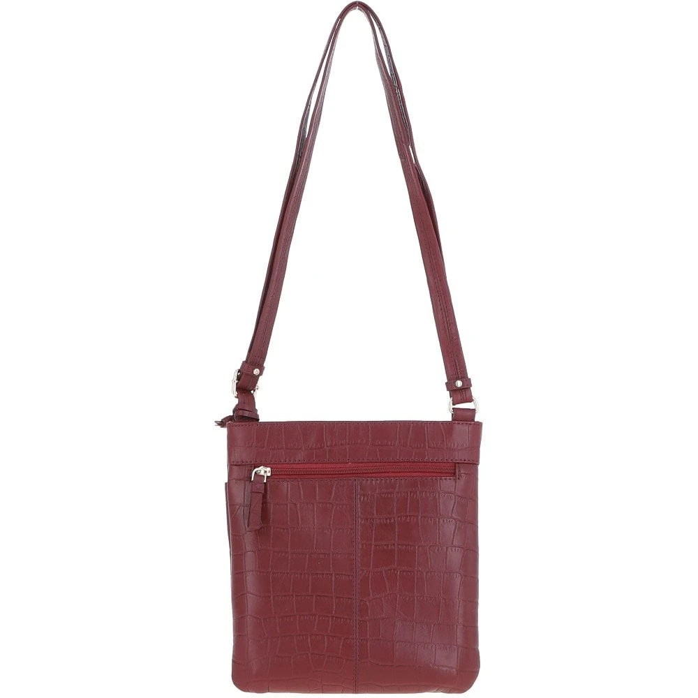 Curve Zip Top Leather Cross Body Bag Aubergine/Croc: CURVE - Image 3