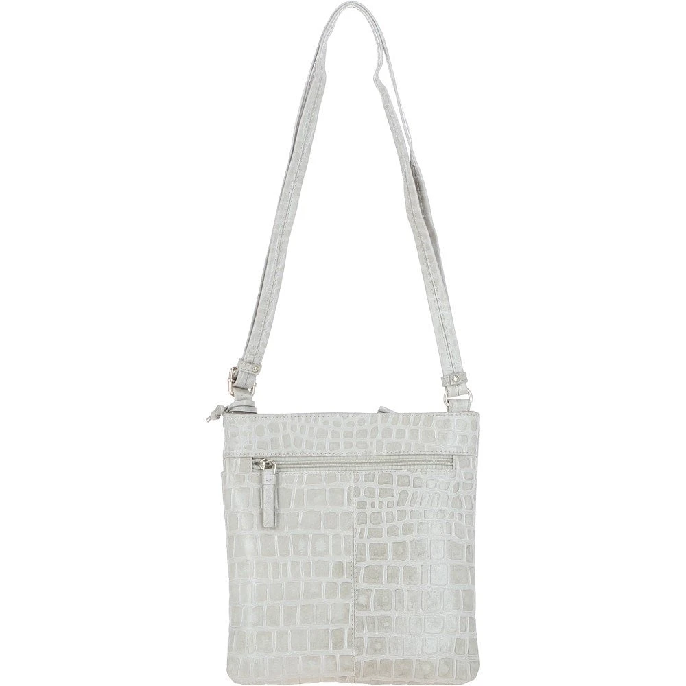 Curve Zip Top Leather Cross Body Bag Bone/Croc: CURVE - Image 3