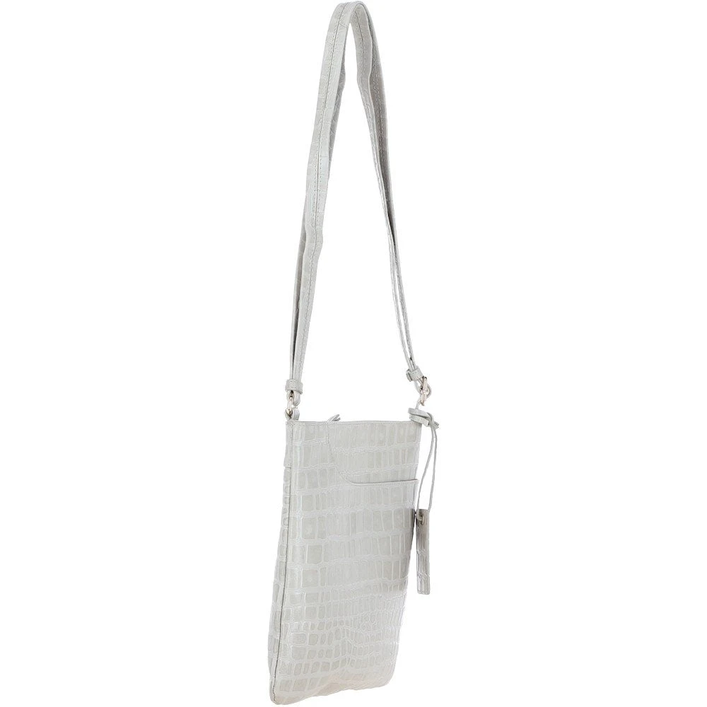 Curve Zip Top Leather Cross Body Bag Bone/Croc: CURVE - Image 4
