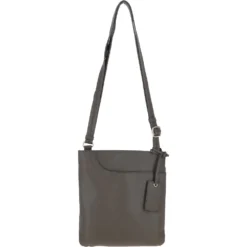 Curve Zip Top Leather Cross Body Bag Gray: 63028