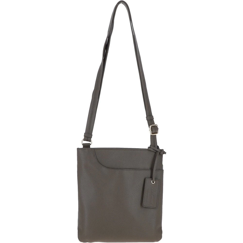 Curve Zip Top Leather Cross Body Bag Gray: 63028