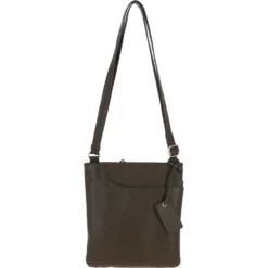 Curve Zip Top Leather Cross Body Bag Olive: 63028