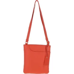 Curve Zip Top Leather Cross Body Bag Orange: 63028