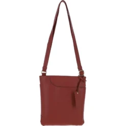 Curve Zip Top Leather Cross Body Bag Red: 63028