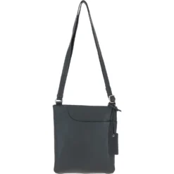 Curve Zip Top Leather Cross Body Bag Slate Grey: 63028