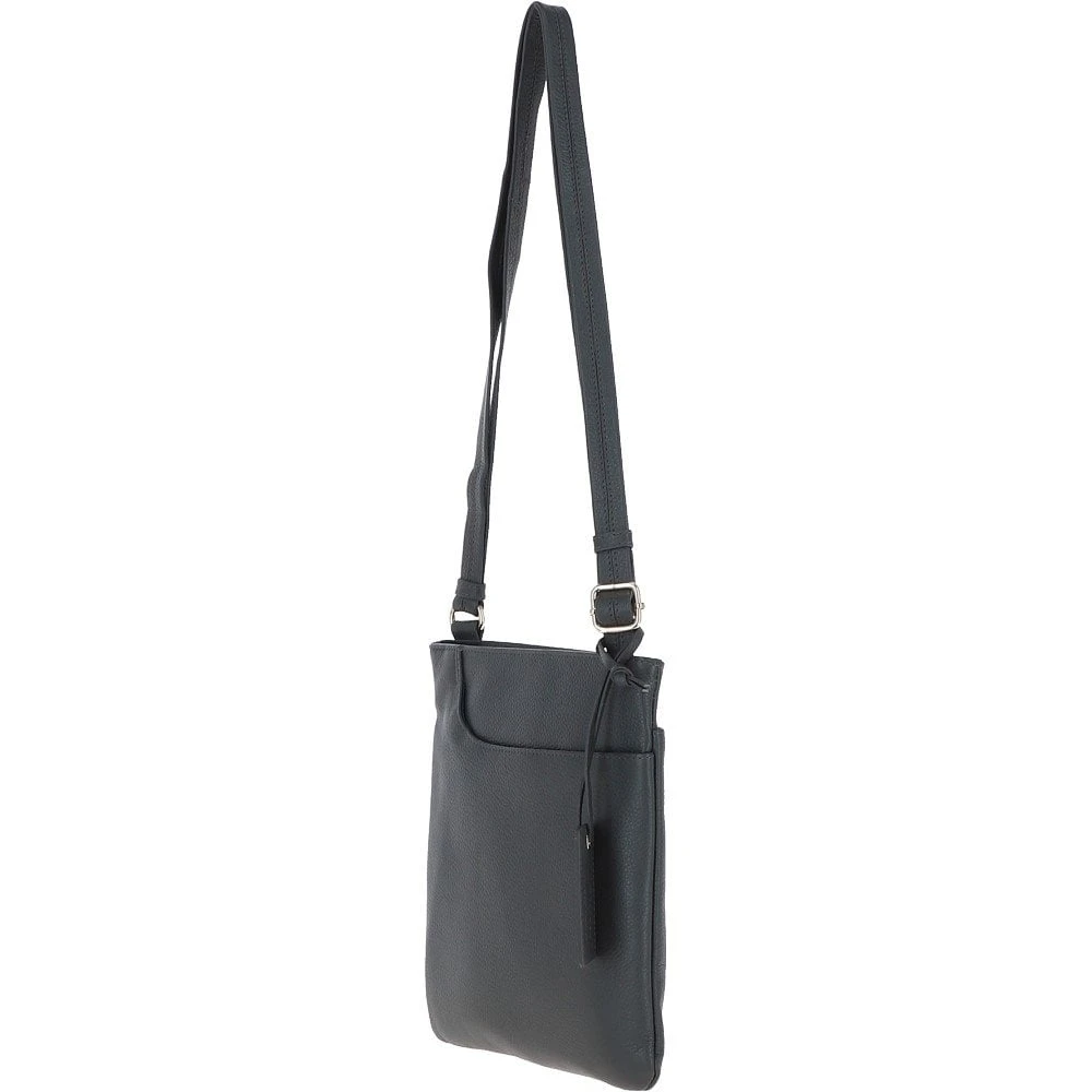 Curve Zip Top Leather Cross Body Bag Slate Grey: 63028 - Image 2