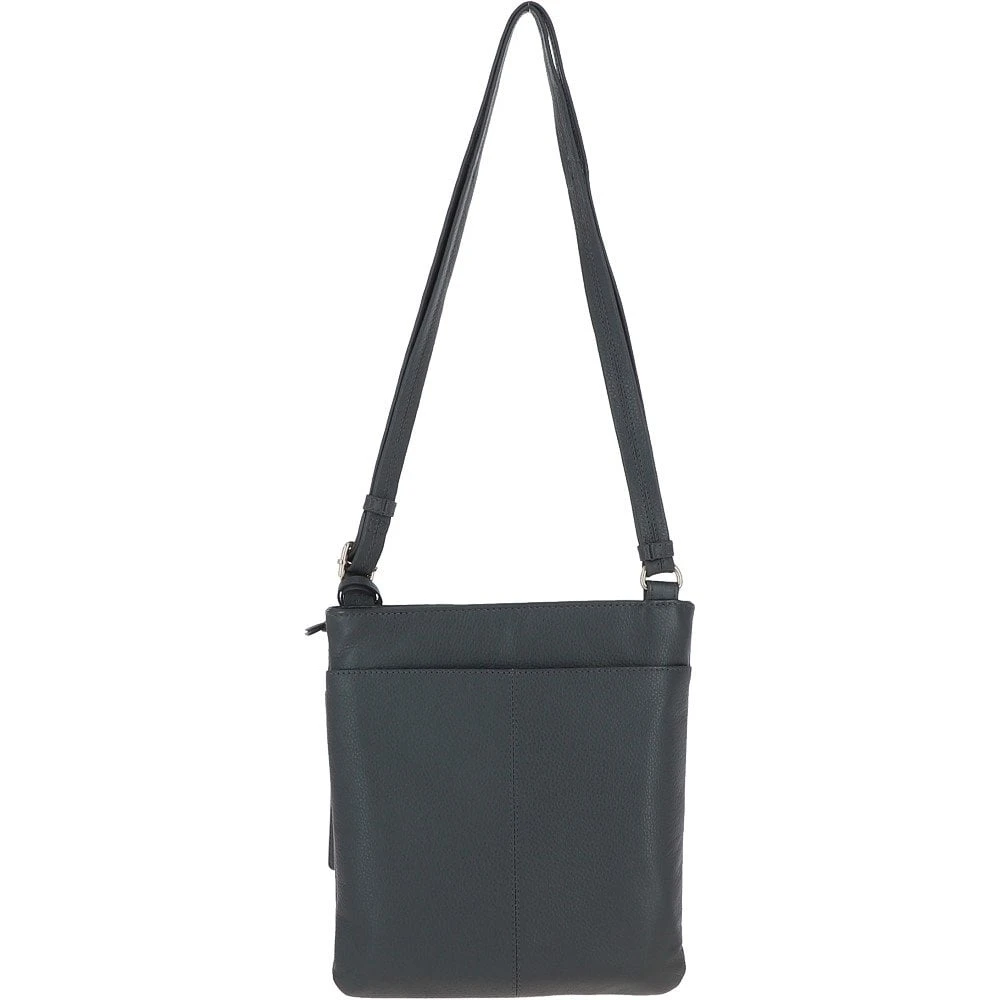 Curve Zip Top Leather Cross Body Bag Slate Grey: 63028 - Image 3