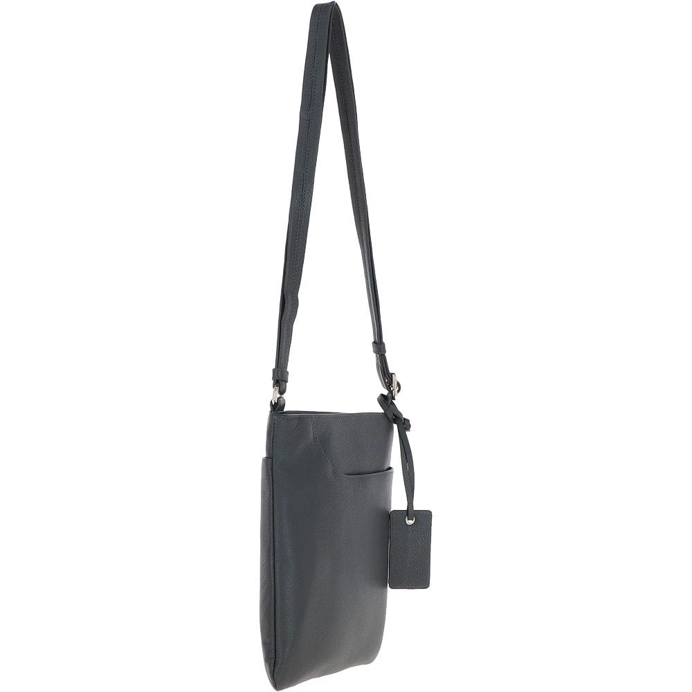 Curve Zip Top Leather Cross Body Bag Slate Grey: 63028 - Image 4