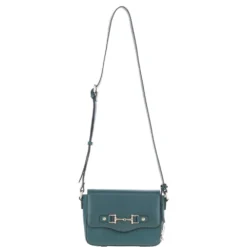 Flap Over Leather Crossbody Bag Green: Z-75