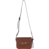 Flap Over Leather Crossbody Bag Tan: Z-75