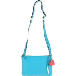 Ladies Two Sections Leather Shoulder Bag Blue Atoll: J-18