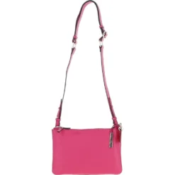 Ladies Two Sections Leather Shoulder Bag Raspberry: J-18