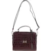 Leather Crocodile Print Shoulder Bag Bordeaux: C-55