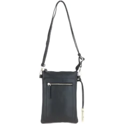 Leather Crossbody Smart Phone Bag Black: Z-71