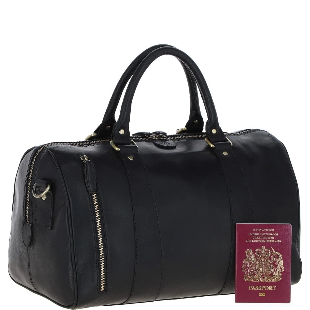 Leather Holdall – Black: T-76 - Image 2