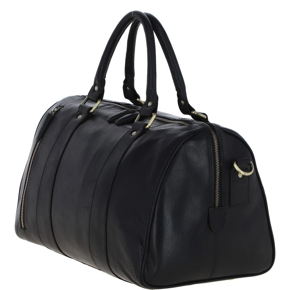 Leather Holdall – Black: T-76 - Image 3