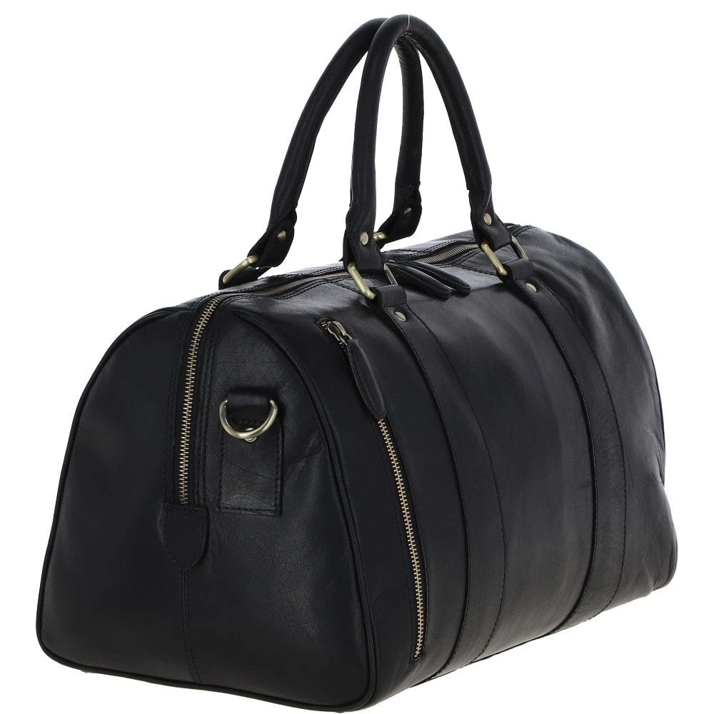 Leather Holdall – Black: T-76 - Image 7