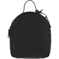 Leather Quilted Backpack Black