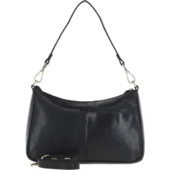 Leather Shoulder Bag Black: T-84