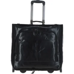 Leather Wheeled Suit Carrier Black : 89149