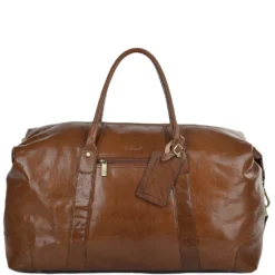 Mens Large Vegetable Tanned Leather Travel Holdall Chestnut : Harold