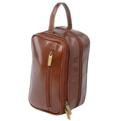 Mens Leather Washbag Chestnut/vt : 2080
