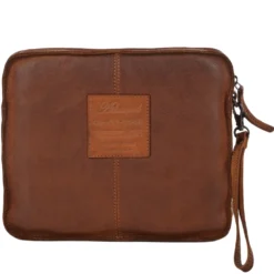 Mens Vintage Leather Tablet Sleeve Clutch Bag Rust : 7991