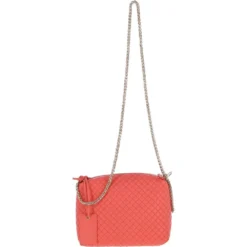 Small Quilted Leather Shoulder Chain Bag Salmon