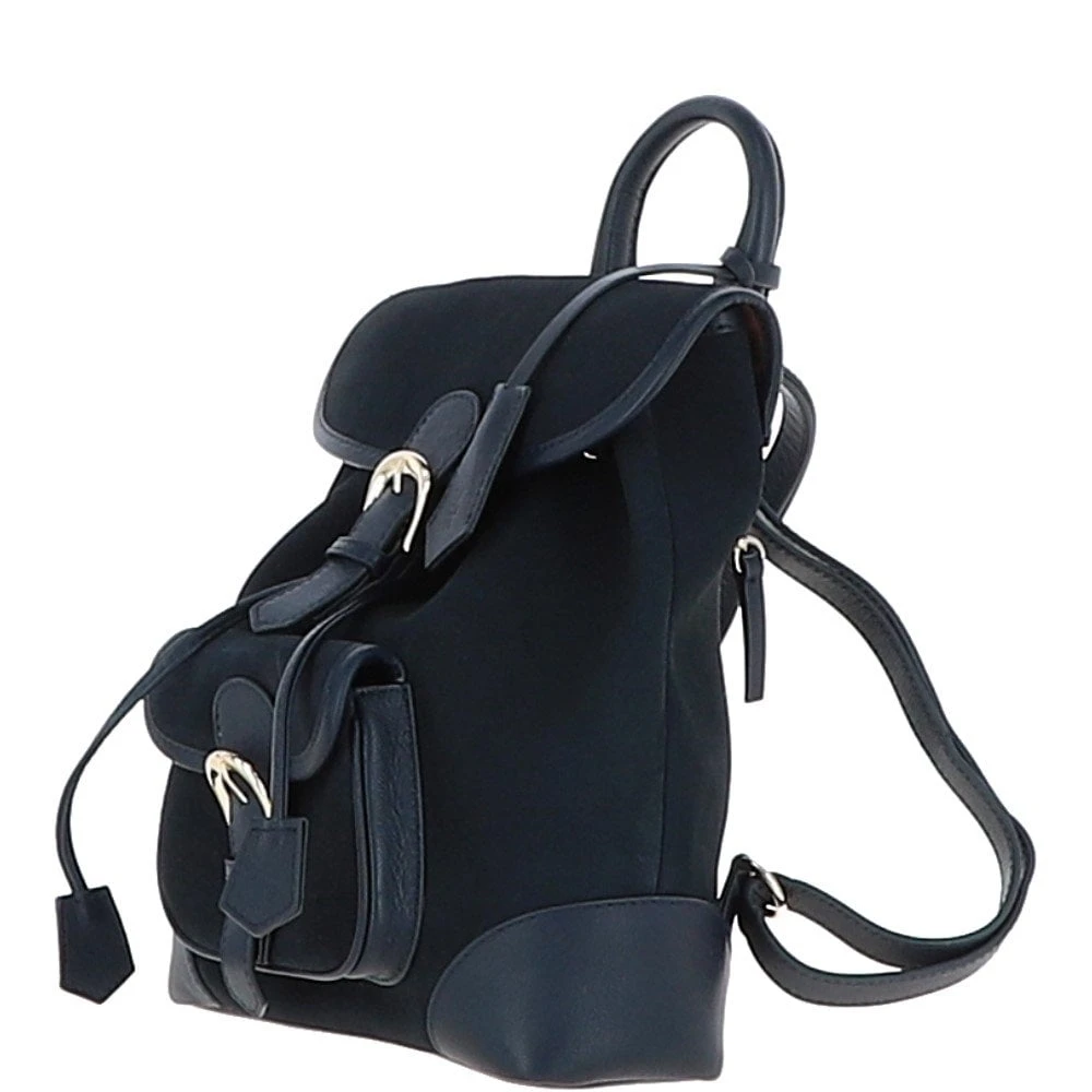 Suede And Leather Backpack Navy: S-16 - Image 3
