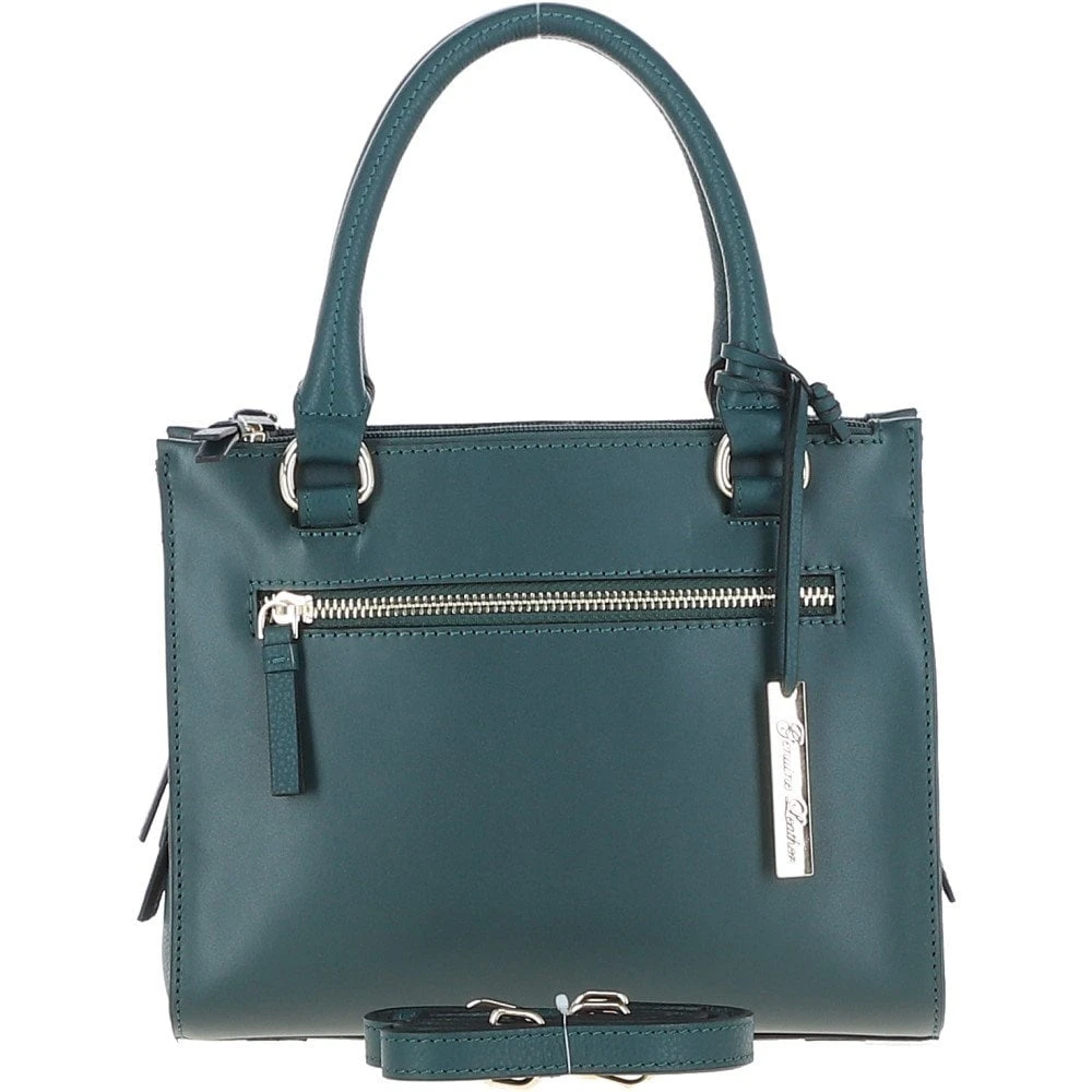 Three Section Leather Tote Shoulder Bag Green: Z-73