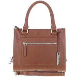 Three Section Leather Tote Shoulder Bag Tan: Z-73