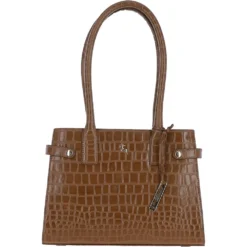 Two Section Leather Tote Bag Tan: C-52