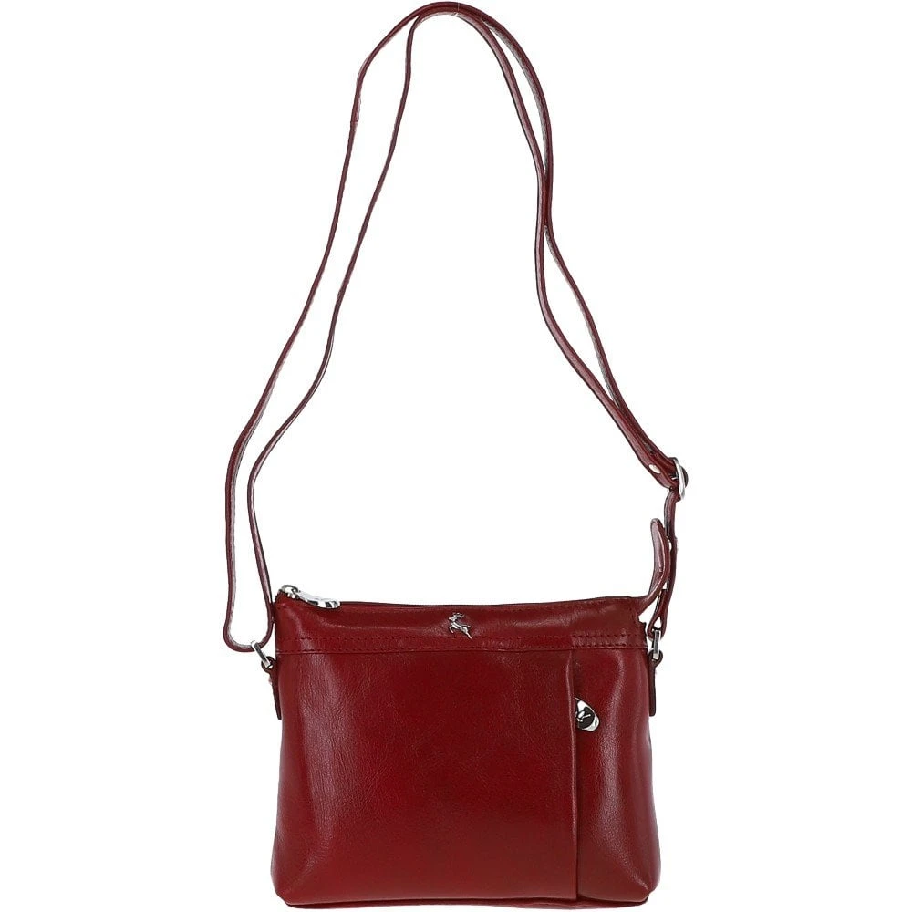 Vegetable Tanned Leather Cross Body Bag Red: 6052666