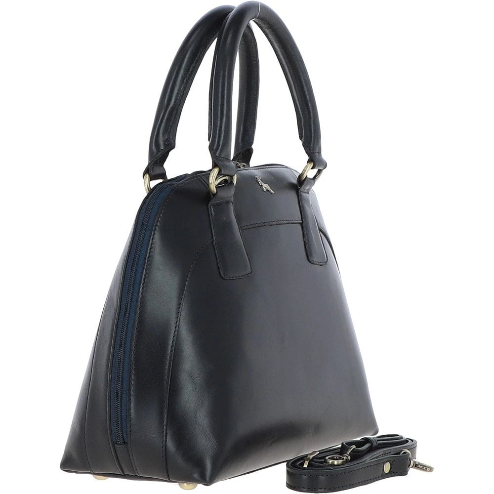 Womens Leather Tote Bag Navy: V-30 - Image 4