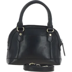 Womens Small Leather Tote Bag Black: T-82