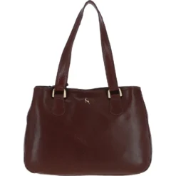 Womens Three Section Leather Shoulder Bag Chestnut: V-31
