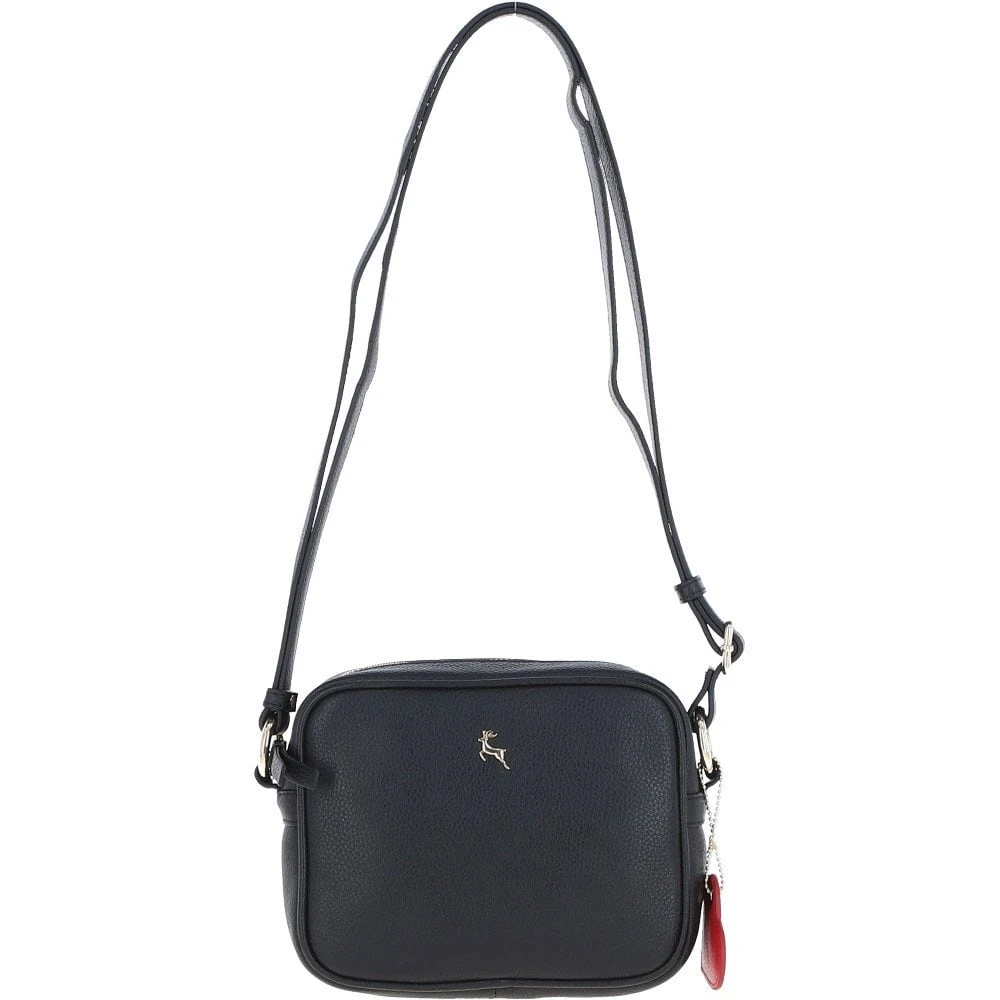 Zip Top Leather Cross Body Bag Black: 63594