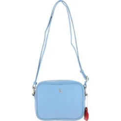 Zip Top Leather Cross Body Bag Blue: 63594