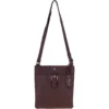 Zip Top Leather Cross Body Bag Bordeaux: SB Buckle