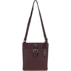 Zip Top Leather Cross Body Bag Bordeaux: SB Buckle