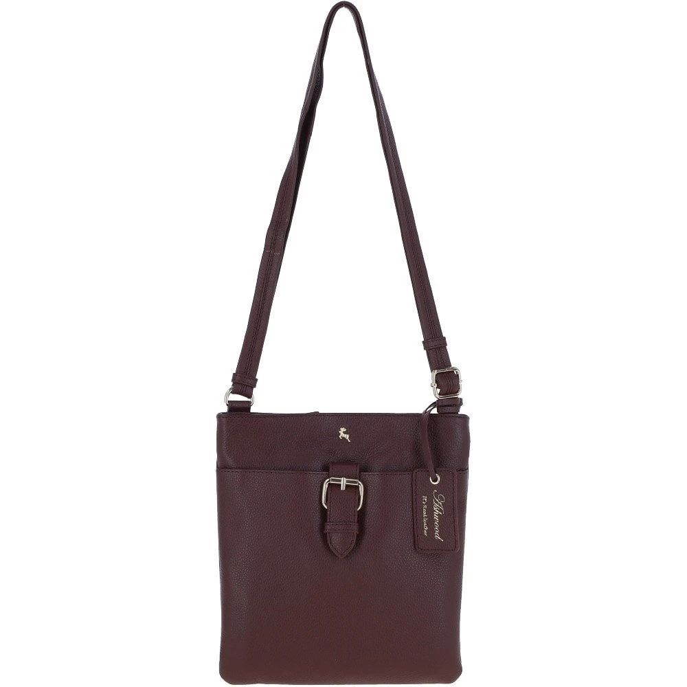 Zip Top Leather Cross Body Bag Bordeaux: SB Buckle