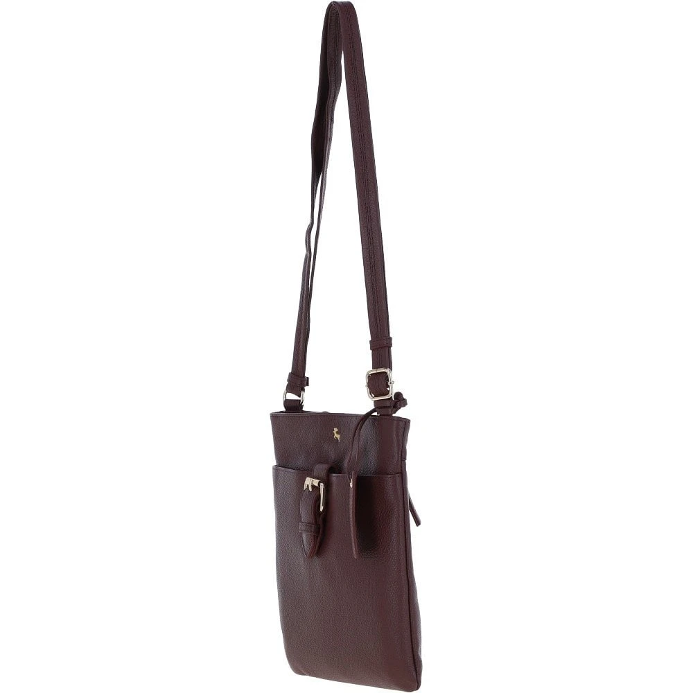 Zip Top Leather Cross Body Bag Bordeaux: SB Buckle - Image 3