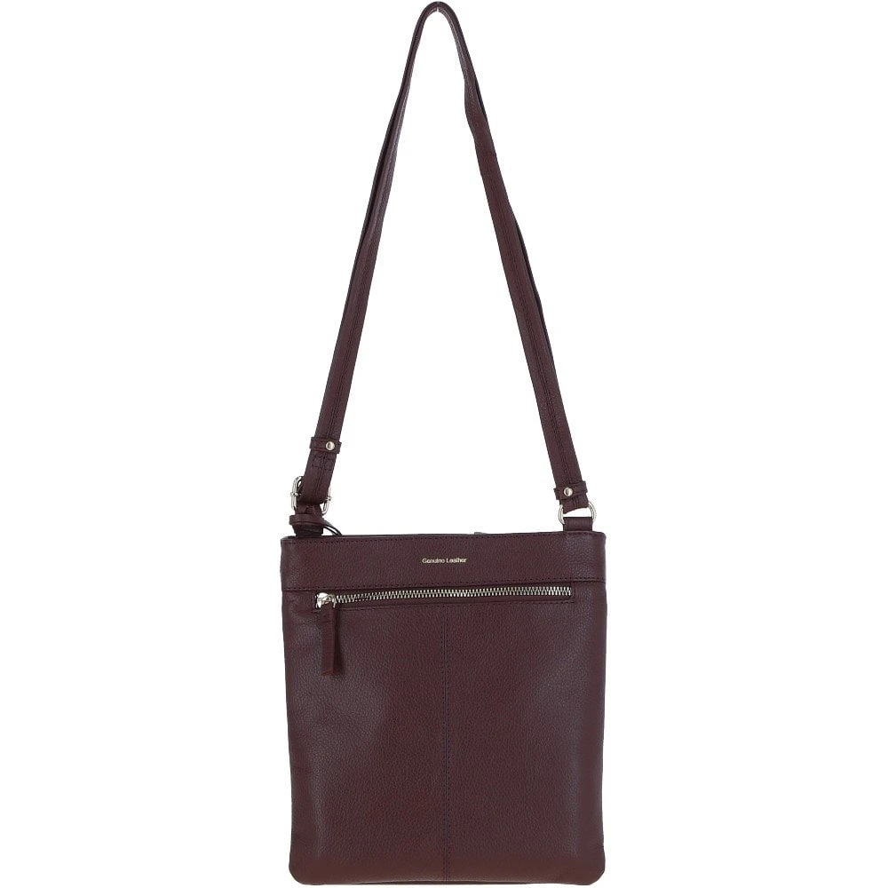 Zip Top Leather Cross Body Bag Bordeaux: SB Buckle - Image 4