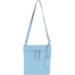 Zip Top Leather Cross Body Bag Glome Blue: SB Buckle