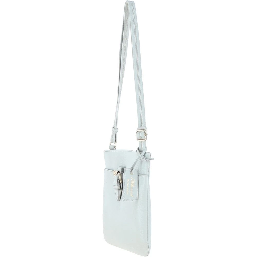 Zip Top Leather Cross Body Bag Ice Grey: SB Buckle - Image 3