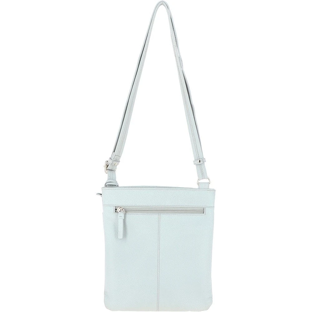 Zip Top Leather Cross Body Bag Ice Grey: SB Buckle - Image 4