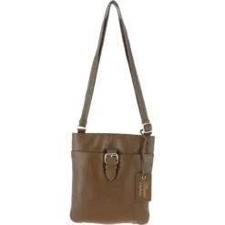 Zip Top Leather Cross Body Bag Olive: SB Buckle