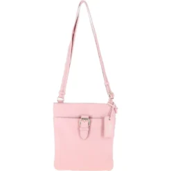 Zip Top Leather Cross Body Bag Rose Pink: SB Buckle